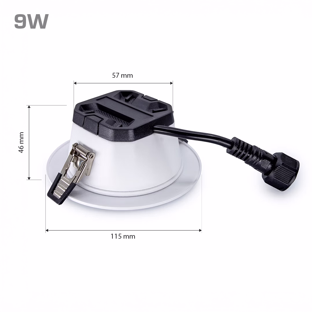 9W LED wafer light dimensions